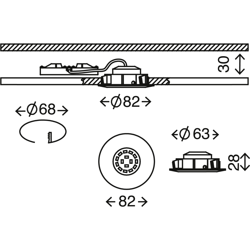 Briloner 7209-019 - Вбудований стельовий LED світильник для ванної ATTACH LED/5W/230V IP23