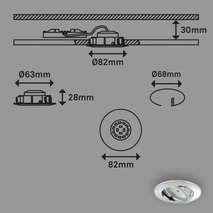 Briloner 7209-038 - НАБІР 3x Вбудований стельовий LED світильник для ванної LED/5W/230V IP23