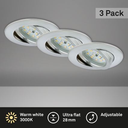 Briloner 7209-039 - НАБІР із 3 LED вбудованих стельових світильників для ванної кімнати ATTACH LED/5W/230V IP23, матовий хром