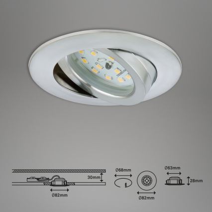 Briloner 7209-039 - НАБІР із 3 LED вбудованих стельових світильників для ванної кімнати ATTACH LED/5W/230V IP23, матовий хром