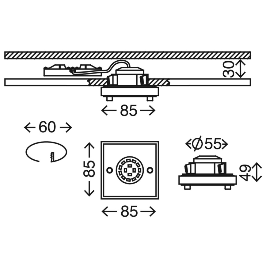 Briloner 7215-012 - Вбудований стельовий LED світильник для ванної ATTACH LED/5W/230V IP44