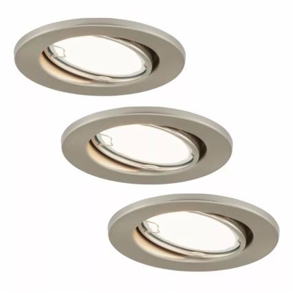 Briloner 7221-032 - НАБОР 3x Светодиодный встроенный светильник для ванной комнаты 1xGU10/3W/230V IP23 матовый хром