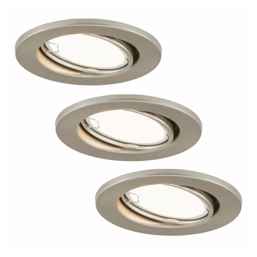 Briloner 7221-032 - НАБОР 3x Светодиодный встроенный светильник для ванной комнаты 1xGU10/3W/230V IP23 матовый хром