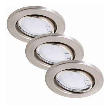 Briloner 7221-032 - НАБОР 3x Светодиодный встроенный светильник для ванной комнаты 1xGU10/3W/230V IP23 матовый хром