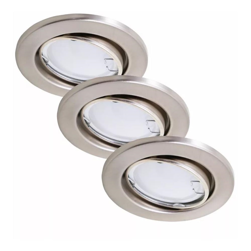 Briloner 7221-032 - НАБОР 3x Светодиодный встроенный светильник для ванной комнаты 1xGU10/3W/230V IP23 матовый хром