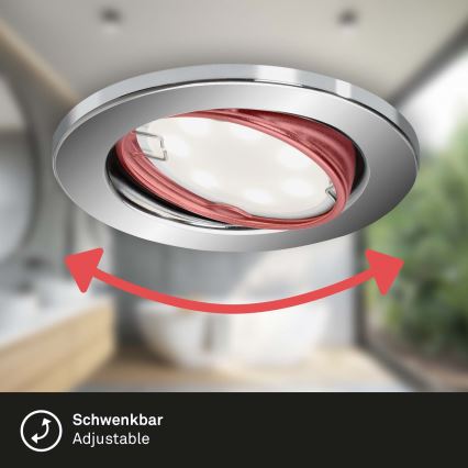 Briloner 7221-038 - НАБІР 3x Вбудований стельовий LED світильник для ванної 1xGU10/3W/230V IP23 глянцевий хром
