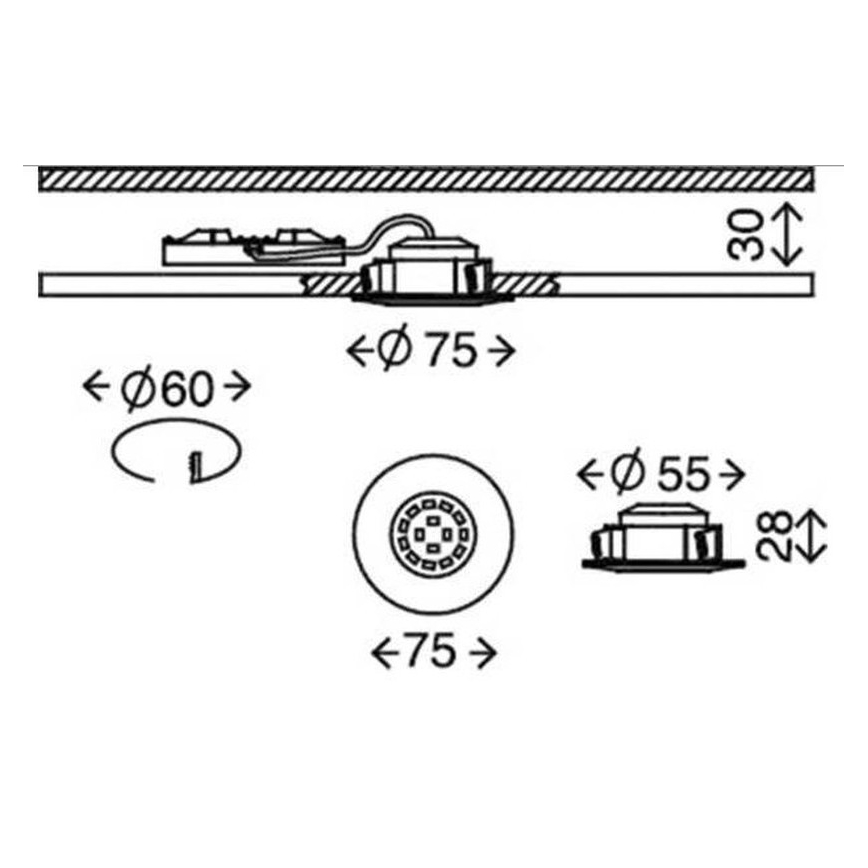 Briloner 7231-031- НАБОР 3x Светодиодный встроенный светильник для ванной комнаты с регулированием яркости LED/5,5W/230V IP44