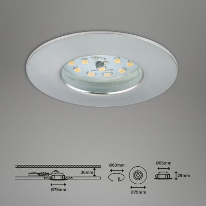Briloner 7231-039 - Набір із 3 затемнюваних вбудованих світильників для ванної LED/5,5W/230V IP44 матовий хром