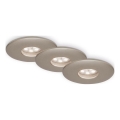 Briloner 7240-032 - НАБОР 3x Светодиодный встроенный светильник для ванной комнаты ATTACH LED/1,8W/230V IP44 матовый хром