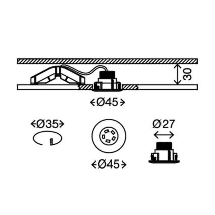 Briloner 7240-038 - НАБОР 3x Встроенный светодиодный светильник для ванной комнатыATTACH LED/1,8W/230V IP44