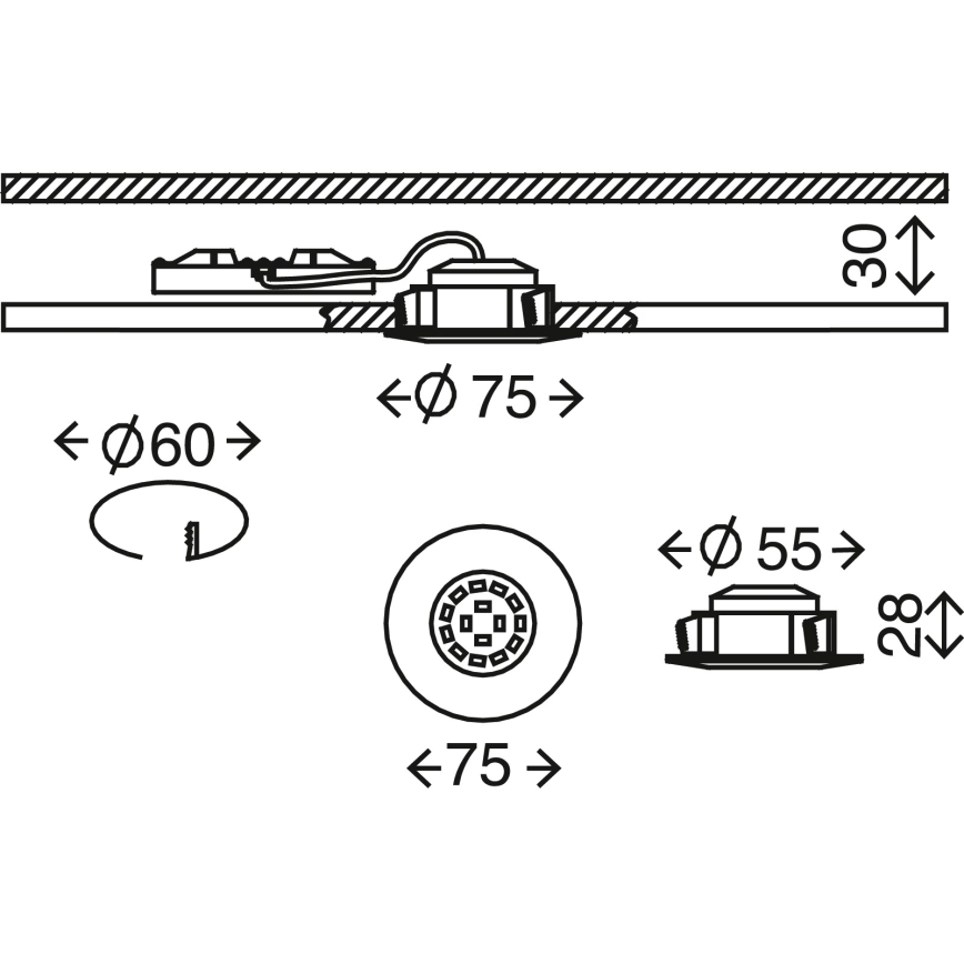 Briloner 7295-011 - LED Вбудований стельовий світильник для ванної з регулюванням яскравості ATTACH LED/6,5W/230V IP44