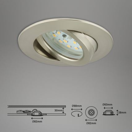 Briloner 7296-012 - Світлодіодний вбудований світильник для ванної з регулюванням яскравості ATTACH LED/6,5W/230V IP23 матовий хром