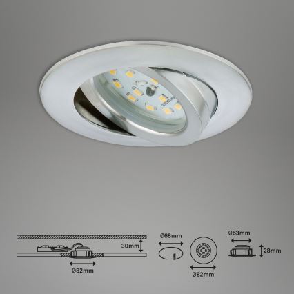 Briloner 7296-019 - Світлодіодний вбудований світильник для ванної з регулюванням яскравості LED/6,5W/230V IP23