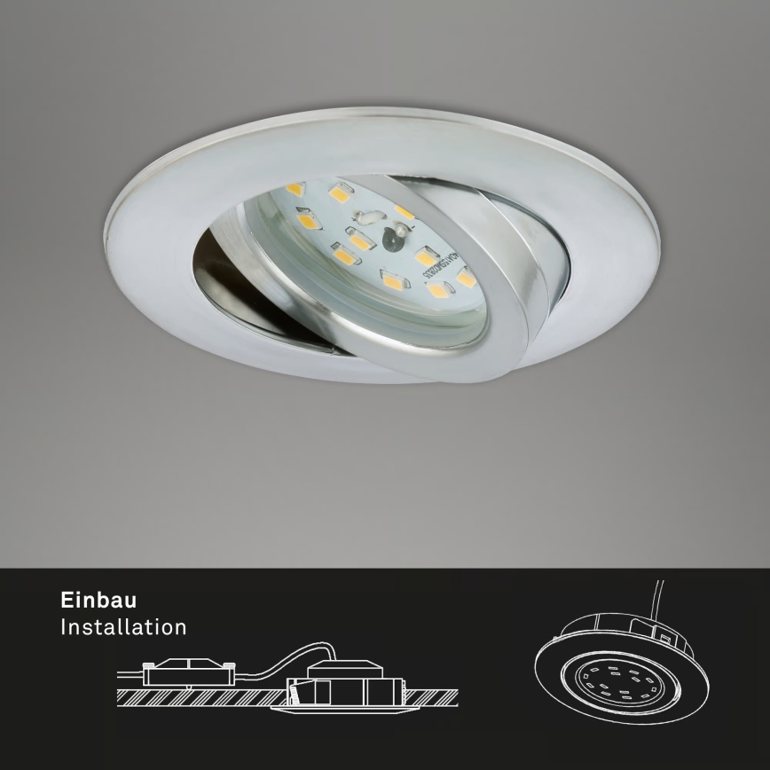 Briloner 7296-039 - НАБІР 3x вбудованих LED‑світильників для ванної кімнати з регулюванням яскравості LED/6,5W/230V 3000K IP23 матовий хром