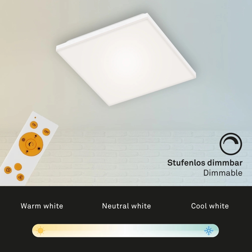 Briloner 7378-016 - LED панель з регулюванням яскравості LED/12W/230V 3000/4000/6500K + пульт дистанційного керування