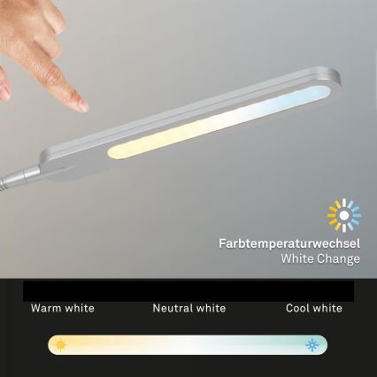 Briloner 7389-014 - Настільна гнучка сенсорна LED лампа з регулюванням яскравості SERVO LED/8W/230V 3000/4000/6500K