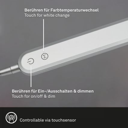 Briloner 7389-014 - Настільна гнучка сенсорна LED лампа з регулюванням яскравості SERVO LED/8W/230V 3000/4000/6500K