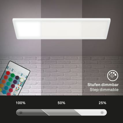 Briloner 7404-016 - LED RGBW диммируемая накладная панель LED/22W/230V 4000K + пульт дистанционного управления