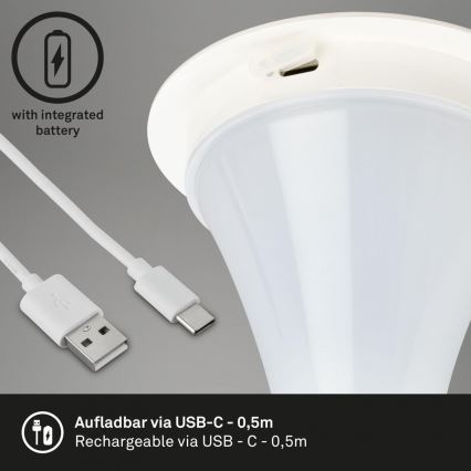 Briloner 7420016 - LED Акумуляторна сенсорна вулична настільна лампа з регулюванням яскравості LED/4W/5V IP44 3000K білий