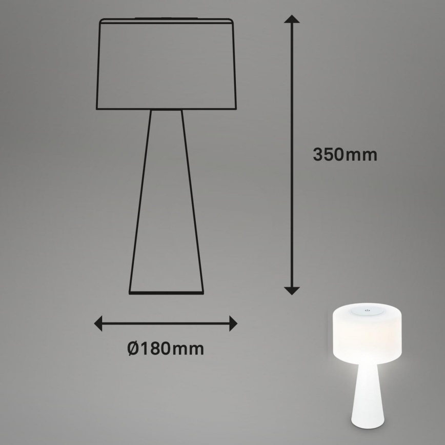 Briloner 7420016 - LED Акумуляторна сенсорна вулична настільна лампа з регулюванням яскравості LED/4W/5V IP44 3000K білий