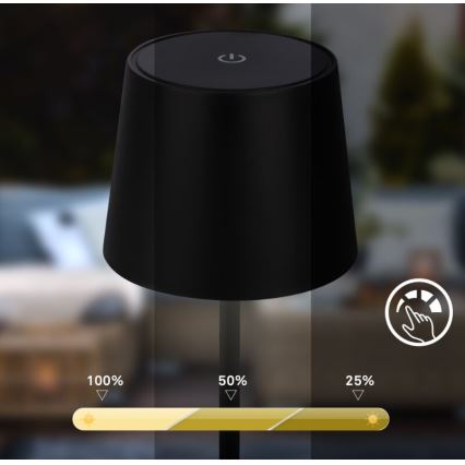 Briloner 7423015 - LED Акумуляторна вулична настільна лампа з регулюванням яскравості LED/2,6W/5V IP44 чорний