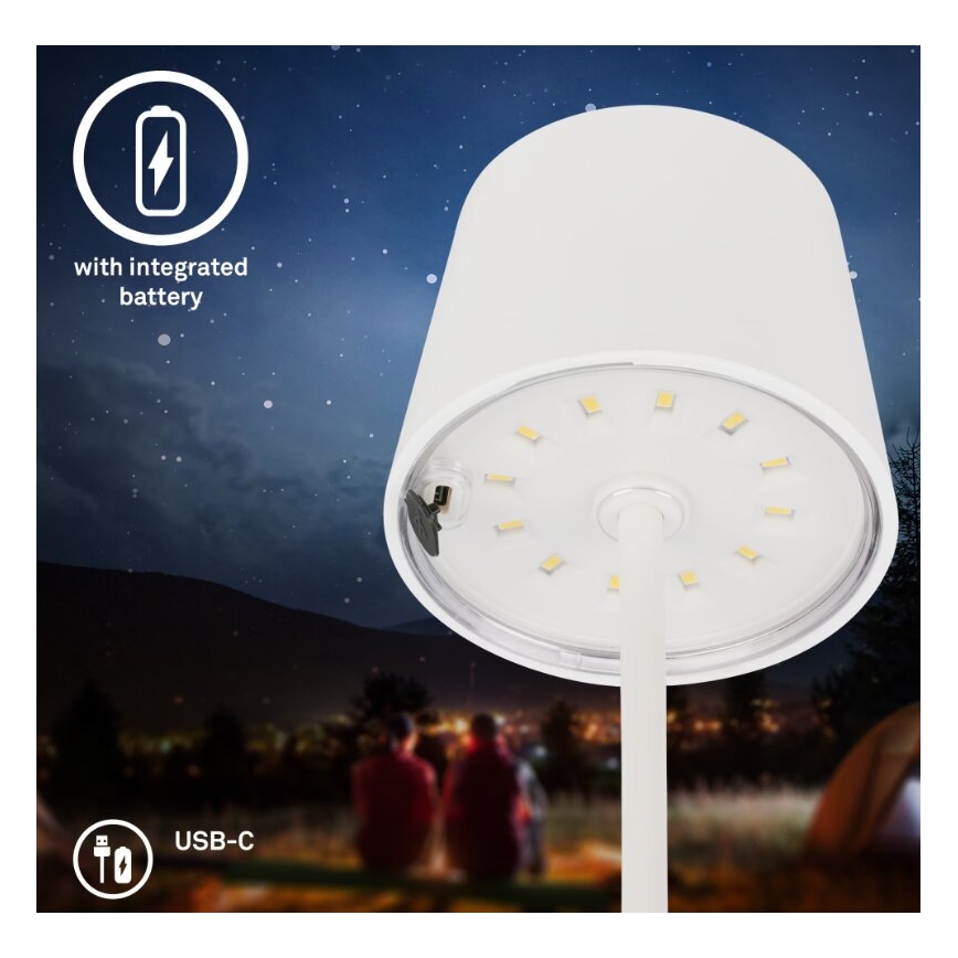 Briloner 7423016 - LED Акумуляторна вулична настільна лампа з регулюванням яскравості LED/2,6W/5V IP44 білий