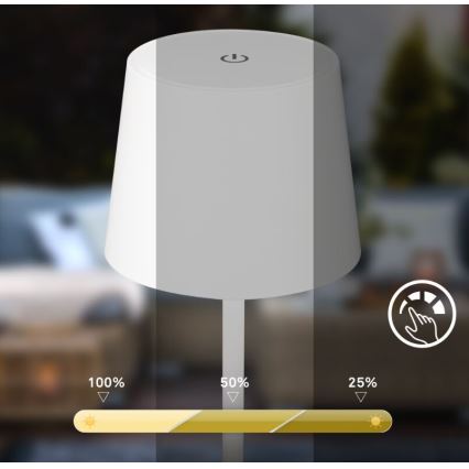 Briloner 7423016 - LED Акумуляторна вулична настільна лампа з регулюванням яскравості LED/2,6W/5V IP44 білий