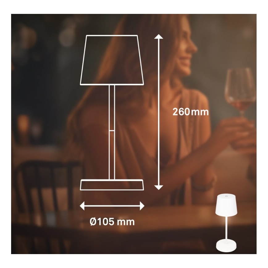 Briloner 7423016 - LED Акумуляторна вулична настільна лампа з регулюванням яскравості LED/2,6W/5V IP44 білий