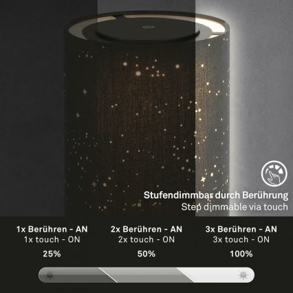 Briloner 7449-015 - Светодиодная уличная сенсорная лампа с регулированием яркости STARRY SKY LED/3W/5V IP44 черный