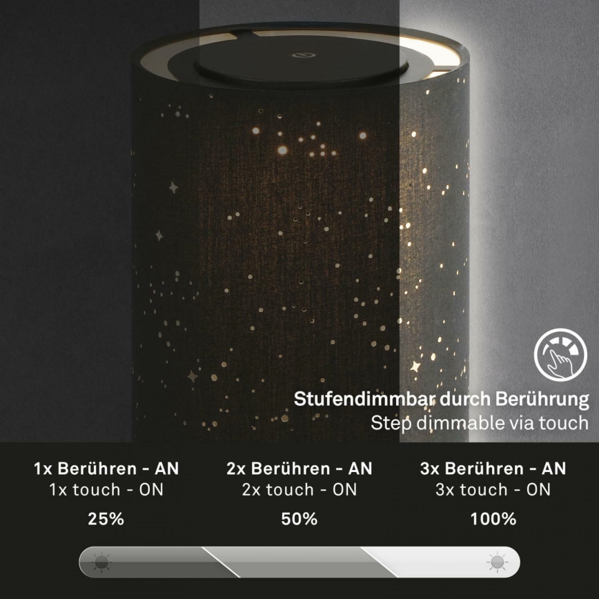 Briloner 7449-015 - Светодиодная уличная сенсорная лампа с регулированием яркости STARRY SKY LED/3W/5V IP44 черный