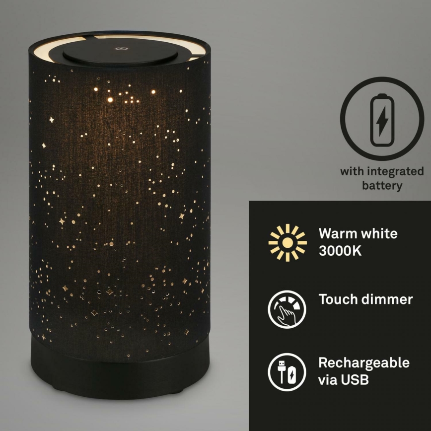 Briloner 7449-015 - Вулична LED сенсорна лампа з регулюванням яскравості STARRY SKY LED/3W/5V IP44 чорний
