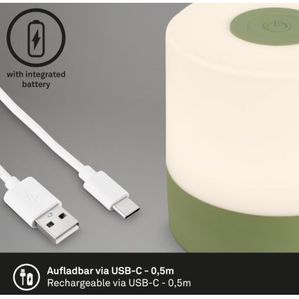 Briloner 7461019 - LED Акумуляторна вулична настільна лампа з регулюванням яскравості LED/2W/5V IP44 зелений