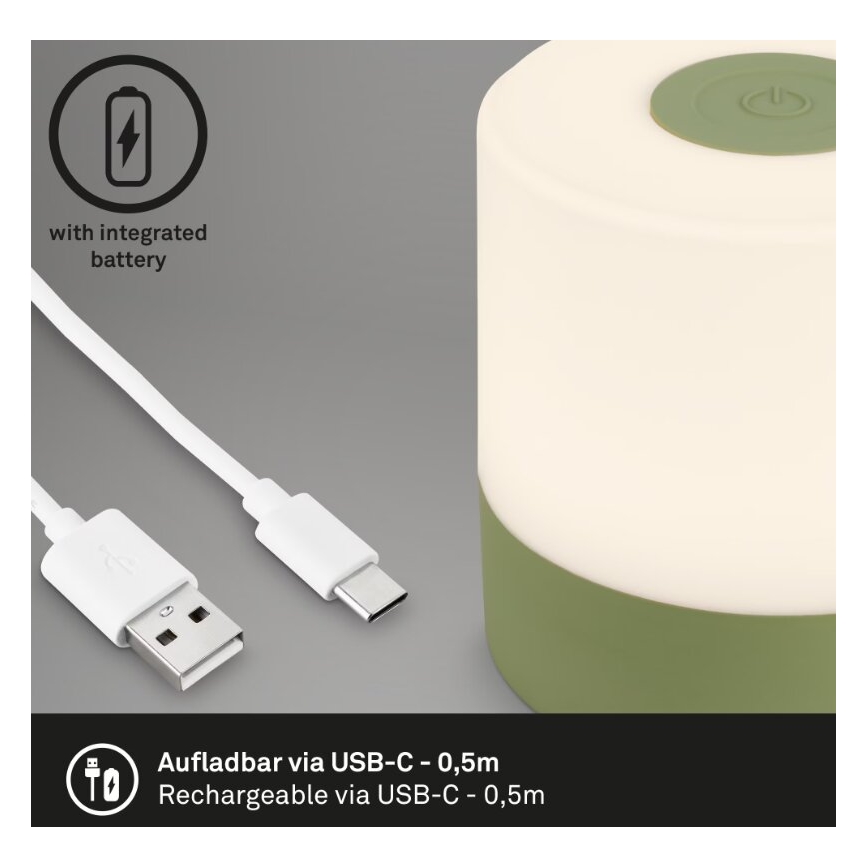 Briloner 7461019 - LED Акумуляторна вулична настільна лампа з регулюванням яскравості LED/2W/5V IP44 зелений
