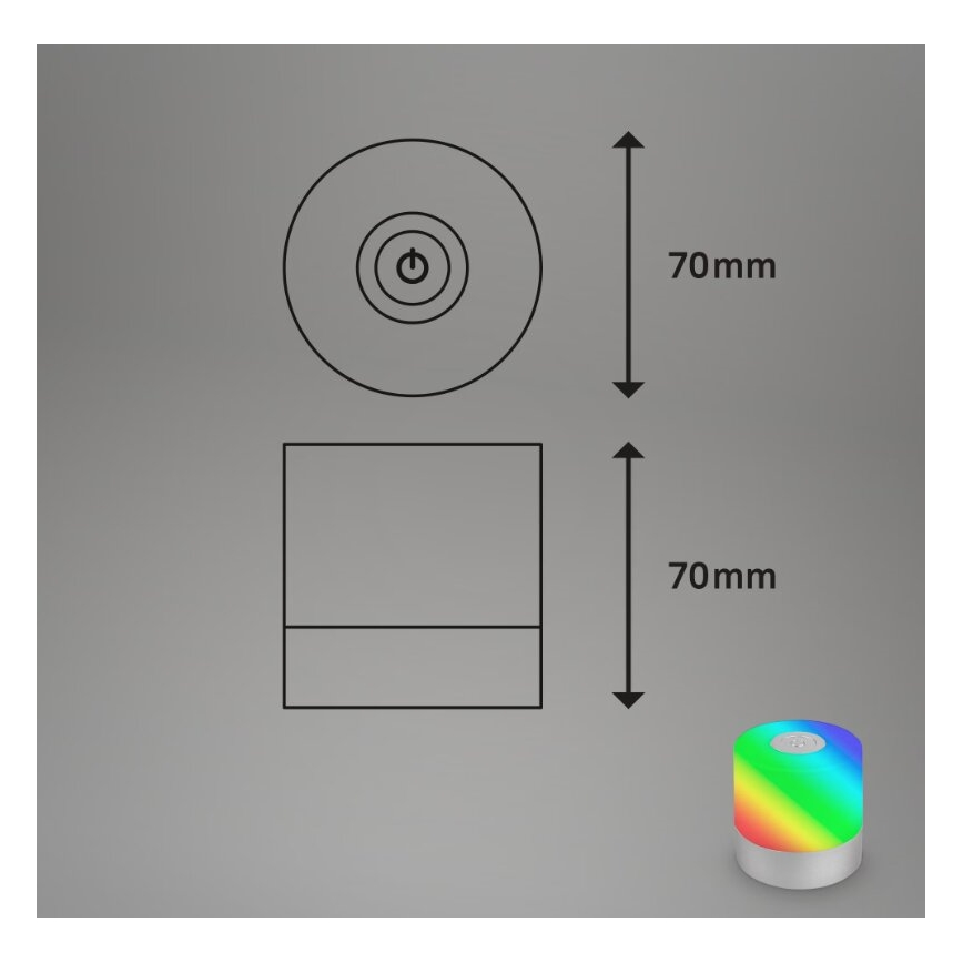 Briloner 7462014 - LED RGB Акумуляторна вулична настільна лампа LED/1,5W/5V IP44 матовий хром