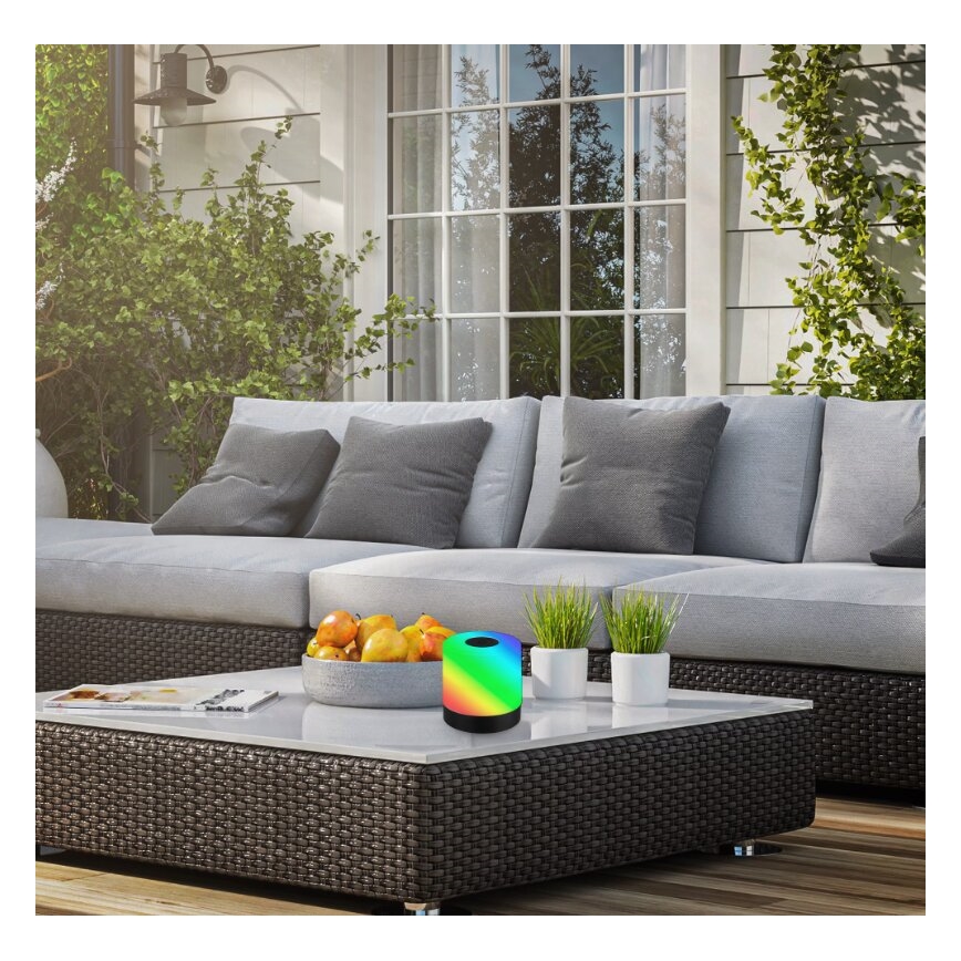 Briloner 7462015 - Светодиодный RGB аккумуляторный уличный настольный светильник LED/1,5 Вт/5В IP44 1200 мАч черный