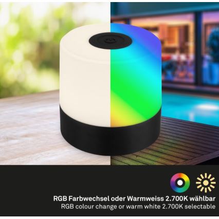Briloner 7462015 - Светодиодная аккумуляторная уличная настольная RGB-лампа LED/1,5W/5V IP44 черный