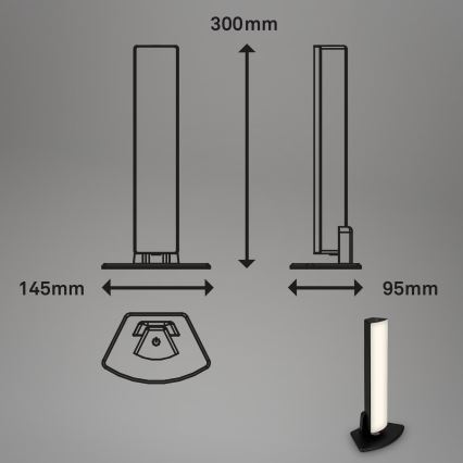 Briloner 7474-015 - LED Сенсорна акумуляторна вулична настільна лампа з регулюванням яскравості 2в1 LED/7W/5V 2x2200 mAh USB 3000K IP44 чорний