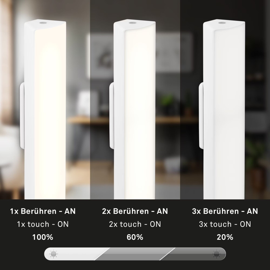 Briloner 7474-016 - LED Сенсорна акумуляторна вулична настільна лампа з регулюванням яскравості 2в1 LED/7W/5V 2x2200 mAh USB 3000K IP44 білий