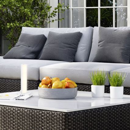 Briloner 7474-016 - Светодиодный сенсорный настольный уличный светильник с функцией диммера и зарядкой 2 в 1 LED/7W/5V 2x2200 мАч USB 3000K IP44 белый