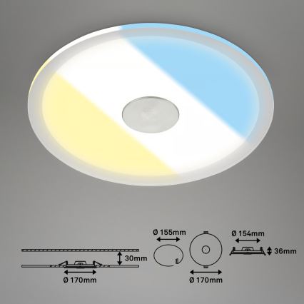 Briloner 7481019 - LED встраиваемый потолочный светильник для ванной комнаты LED/12W/230V 3000/4000/6500K IP44 белый