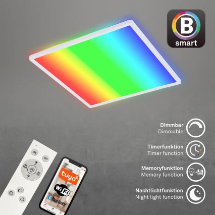 Briloner 7491-016 - Диммируемый потолочный светильник SMART LED RGBW/22W/230V 4000K 42x42 см Wi‑Fi Tuya + пульт дистанционного управления