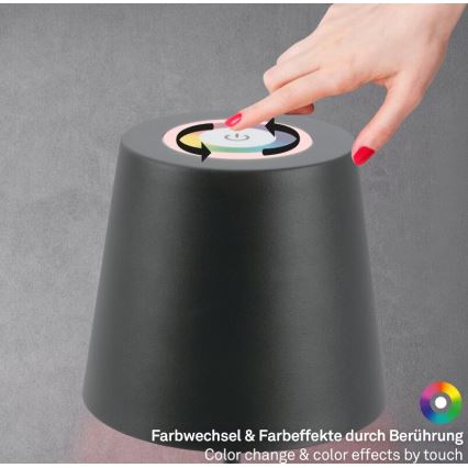 Briloner 7507015 - Светодиодная аккумуляторная уличная настольная RGB-лампа с регулированием яркости 2в1 LED/2,5W/5V IP44 антрацит
