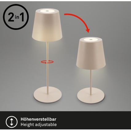 Briloner 7508011 - Светодиодная аккумуляторная уличная настольная лампа с регулированием яркости 2в1 LED/2,5W/5V IP44 бежевый