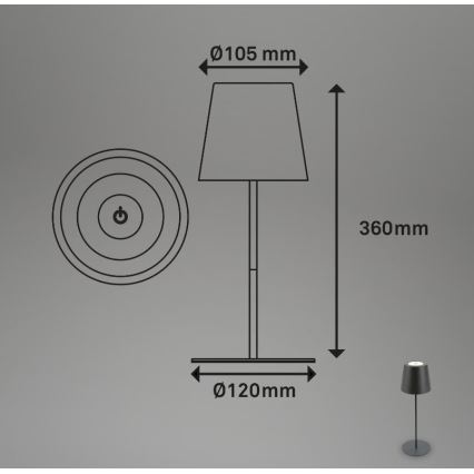Briloner 7508015 - LED Акумуляторна вулична настільна лампа з регулюванням яскравості 2в1 LED/2,5W/5V IP44 чорний