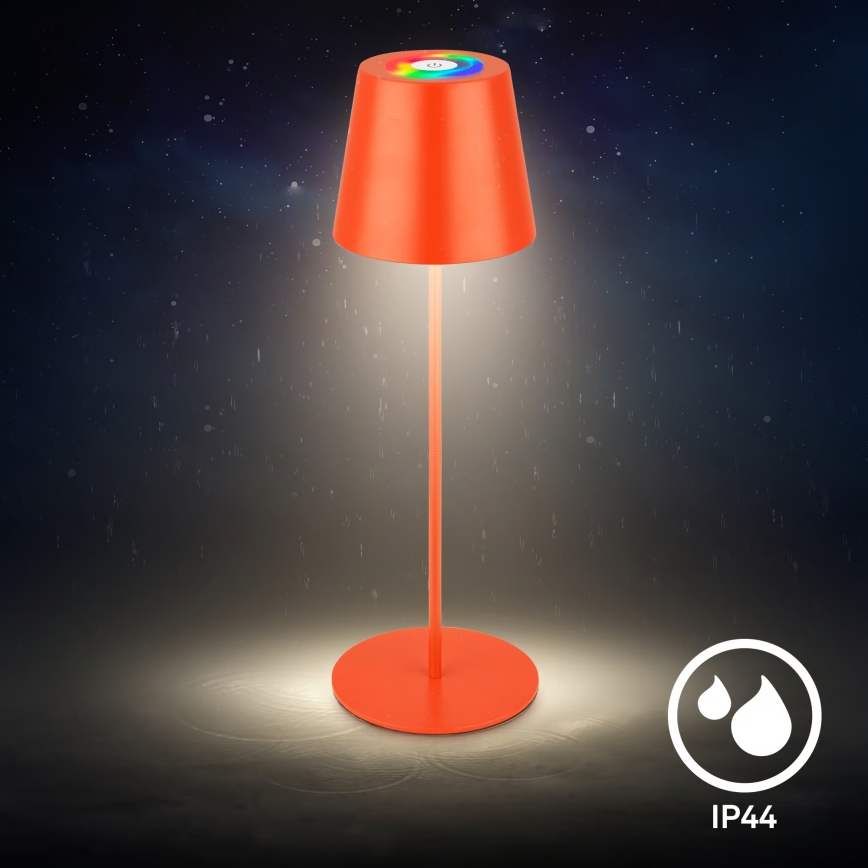 Briloner 7510012 - LED RGBW зовнішня перезаряджувана настільна лампа CALIDA з регульованою яскравістю LED/2,5W/5V IP44 1200 mAh помаранчева