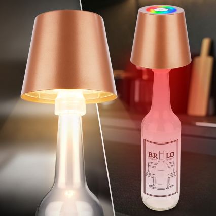 Briloner 7510013 - LED RGBW диммируемая перезаряжаемая уличная настольная лампа CALIDA LED/2,5W/5V IP44 1200 mAh бронзовая