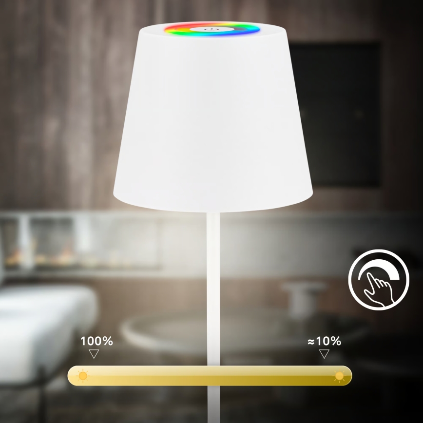 Briloner 7510016 - LED RGBW зовнішня акумуляторна настільна лампа CALIDA зі змінною яскравістю LED/2,5W/5V IP44 1200 mAh біла