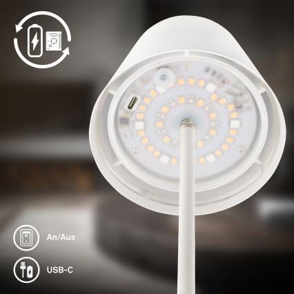 Briloner 7510016 - LED RGBW зовнішня акумуляторна настільна лампа CALIDA зі змінною яскравістю LED/2,5W/5V IP44 1200 mAh біла