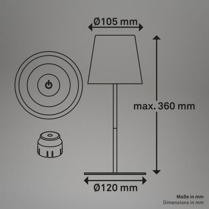Briloner 7510016 - LED RGBW зовнішня акумуляторна настільна лампа CALIDA зі змінною яскравістю LED/2,5W/5V IP44 1200 mAh біла