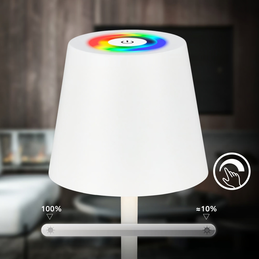Briloner 7517016 - LED RGBW з регулюванням яскравості, перезаряджувана зовнішня настільна лампа CILANO LED/3W/5V IP44 2000 mAh біла